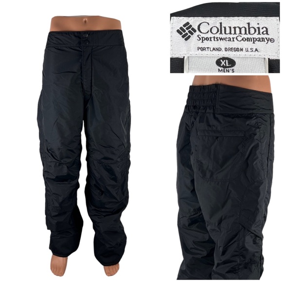 Columbia Mens XL Pants Ski Black Insulated 100% Nylon Vintage Winter Solid